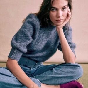 Sezane Gray Crew Neck Sweater